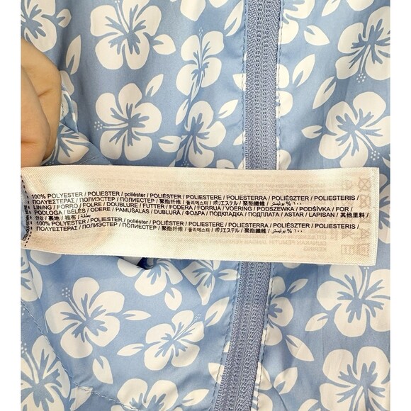 MNG By Mango Girls Jacket Lightweight Windbreaker Sz 8 Hooded Blue Floral - Picture 9 of 9
